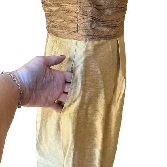 NWOT Kay Unger Sequin and Silk Mini Party Dress in Gold Size 8 - Picture 4 of 13